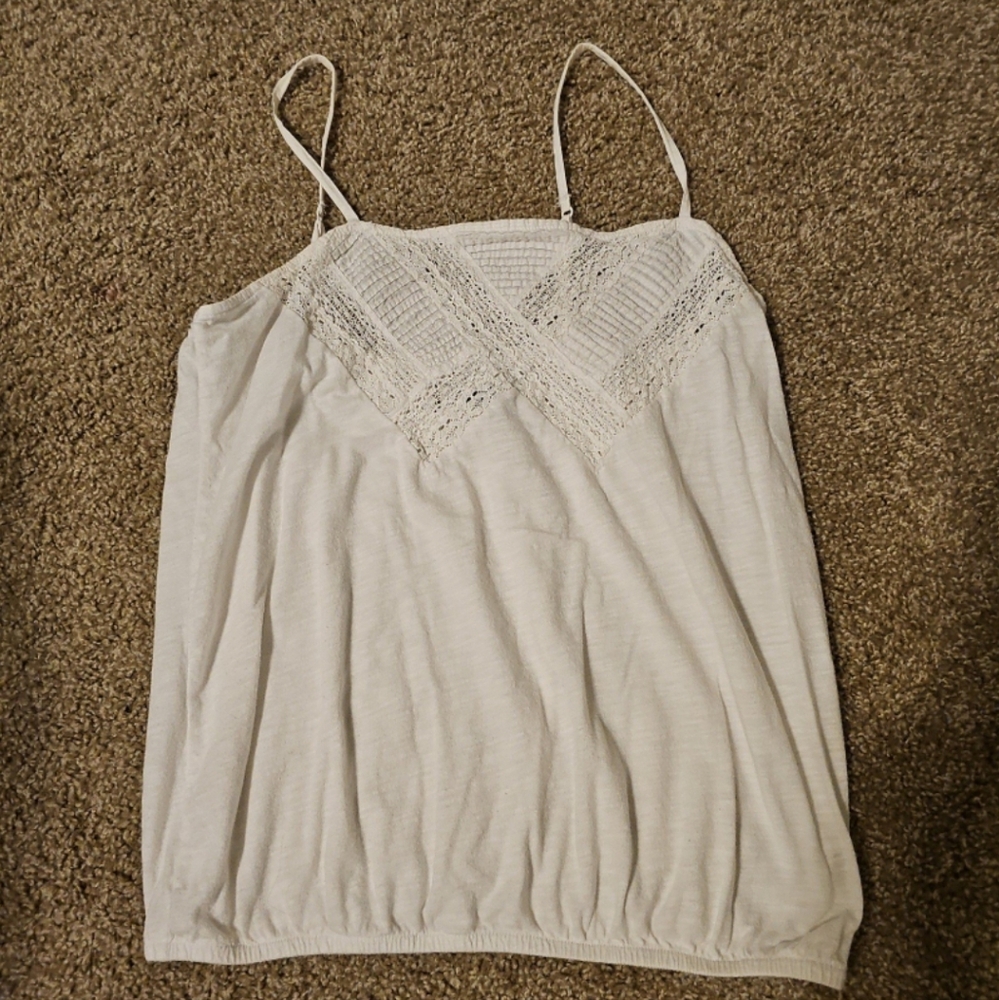 American Eagle White Boho Tank Top